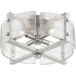 Possini Euro Design Prane Modern Industrial Ceiling Light Semi Flush Mount Fixture 17" Wide Brushed Nickel 4-Light Warped Glass For Bedroom Kitchen -Adesso Shop GUEST 67a99e33 3ded 4f1c 8926 ed44f24e2ae9