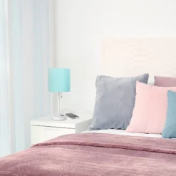 19.5" Bedside USB Port Feature Metal Table Desk Lamp White With Aqua Blue Fabric Shade - Creekwood Home 13 19.5" Bedside USB Port Feature Metal Table Desk Lamp White With Aqua Blue Fabric Shade - Creekwood Home -Adesso Shop GUEST 682ec88b e574 4904 b95d 32471002c592