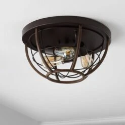 15.75" 3-Light Lyla Rustic Farmhouse Iron LED Flush Mount Wood Finished/Oil Rubbed Bronze - JONATHAN Y 15 15.75" 3-Light Lyla Rustic Farmhouse Iron LED Flush Mount Wood Finished/Oil Rubbed Bronze - JONATHAN Y -Adesso Shop GUEST 684b2be3 dbd1 4cc5 a018 077015c53c39