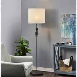 Elton Rubber Wood Floor Lamp Black - Adesso