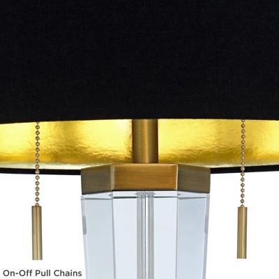 Vienna Full Spectrum Belle Modern Table Lamp 33 1/4" Tall Clear Crystal Glass Black Drum Shade For Bedroom Living Room Bedside Nightstand Office House 4 Vienna Full Spectrum Belle Modern Table Lamp 33 1/4" Tall Clear Crystal Glass Black Drum Shade For Bedroom Living Room Bedside Nightstand Office House - Image 4