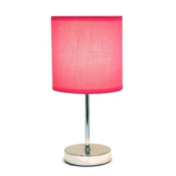 11.81" Traditional Petite Metal Stick Bedside Table Desk Lamp In Chrome With Fabric Shade Vibrant Pink - Creekwood Home -Adesso Shop GUEST 691764a4 8cae 4fb2 af2f 2b0a8b7c2ad5