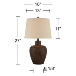 Regency Hill Glenn Rustic Farmhouse Table Lamps 27" Tall Set Of 2 Dark Terra Cotta Tapered Fabric Drum For Bedroom Living Room Bedside Nightstand Home -Adesso Shop GUEST 6a2b4f76 7b1e 442b a24d b6e6ebcd317f