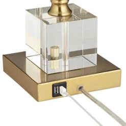 Possini Euro Design Wayne Modern Table Lamps 29 1/4" Tall Set Of 2 Brass With USB Charging Port White Fabric Drum Shade For Bedroom Living Room Kids -Adesso Shop GUEST 6affcbaa 43d4 46ac 9741 a2116c090c62