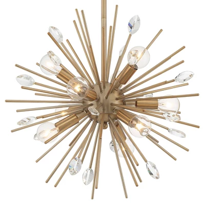 Possini Euro Design Janae Warm Gold Sputnik Chandelier 18" Wide Modern Crystal 9-Light Fixture For Dining Room House Foyer Kitchen Island Entryway 3 Possini Euro Design Janae Warm Gold Sputnik Chandelier 18" Wide Modern Crystal 9-Light Fixture For Dining Room House Foyer Kitchen Island Entryway - Image 3