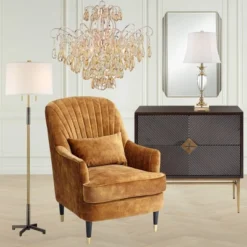 Vienna Full Spectrum Mellie Champagne Gold Chandelier 24" Wide French Crystal 6-Light Fixture For Dining Room House Kitchen Island Entryway Bedroom -Adesso Shop GUEST 6b6143ba 0603 4987 bc7e 738bce59f681