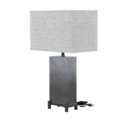Polystone Table Lamp With Square Shade Gray - Olivia & May -Adesso Shop GUEST 6ba907ea 5d2a 4b57 82f2 ff176e9efc00