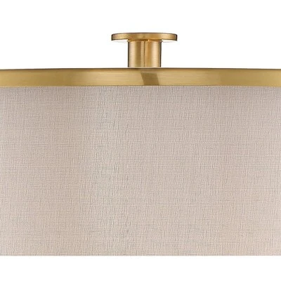 Possini Euro Design Granview Modern Table Lamp 32 1/2" Tall Brass Column Taupe Organza Outer Off White Linen Inner Drum Shade For Bedroom Living Room 2 Possini Euro Design Granview Modern Table Lamp 32 1/2" Tall Brass Column Taupe Organza Outer Off White Linen Inner Drum Shade For Bedroom Living Room - Image 2