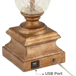 Regency Hill Kona Tropical Table Lamps 26" High Set Of 2 Bronzed Brass Glass With USB Charging Port White Fabric Bell For Bedroom Living Room Desk -Adesso Shop GUEST 6cf05c83 a356 4f3e 8b49 11ae5d12e247