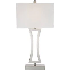 360 Lighting Roxie Modern Table Lamps 31" Tall Set Of 2 Brushed Nickel Metal Off White Fabric Rectangular Shade For Bedroom Living Room Bedside Office -Adesso Shop GUEST 6e06fd90 e5f1 4a10 bdaa 51f7e636ed82