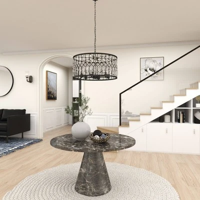 Metal Crystal Embellishments 6 Light Chandelier With Link Style Chain Black - Olivia & May 14 Metal Crystal Embellishments 6 Light Chandelier With Link Style Chain Black - Olivia & May - Image 14