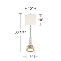 Vienna Full Spectrum Halston Buffet Table Lamp With Round Riser 36 1/4" Tall Crystal Ball Brass Off White Fabric Drum Shade For Bedroom Living Room -Adesso Shop GUEST 6e330ed7 0630 402a 94b4 b9d4cab7bd33