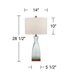 360 Lighting Ryan Modern Coastal Table Lamps 28 1/2" Tall Set Of 2 Blue Glass White Drum Shade For Bedroom Living Room Bedside Nightstand Office House -Adesso Shop GUEST 6e6ed1c2 6249 496d ae36 0c442292a351