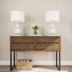 Set Of 2 Ceramic Double Gourd Table Lamps White (Includes LED Light Bulb) - Trademark Global