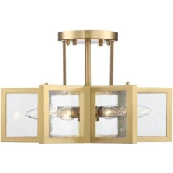 Possini Euro Design Casa Star Modern Ceiling Light Semi Flush Mount Fixture 16" Wide Warm Brass 6-Light Clear Glass For Bedroom Kitchen Living Room -Adesso Shop GUEST 6e95e3bf 7dc3 4502 8a27 92db18885400