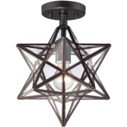 Franklin Iron Works Cuthbert Modern Farmhouse Ceiling Light Semi Flush Mount Fixture 11" Wide Black Iron Moravian Star Clear Glass Panels For Bedroom 9 Franklin Iron Works Cuthbert Modern Farmhouse Ceiling Light Semi Flush Mount Fixture 11" Wide Black Iron Moravian Star Clear Glass Panels For Bedroom -Adesso Shop GUEST 6fa0a7c1 f9f0 4938 bbaa c55def10bb41