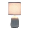 10.04" Traditional Ceramic Thimble Base Bedside Table Desk Lamp With Matching Fabric Shade Gray - Simple Designs