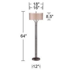 Franklin Iron Works Tristan Modern Floor Lamp 64" Tall Deep Bronze Metal Sheer Outer Linen Inner Double Drum Shade For Living Room Bedroom Office Home 14 Franklin Iron Works Tristan Modern Floor Lamp 64" Tall Deep Bronze Metal Sheer Outer Linen Inner Double Drum Shade For Living Room Bedroom Office Home -Adesso Shop GUEST 70000a22 23fd 4a4c 88f8 c25cf7f0ce4c