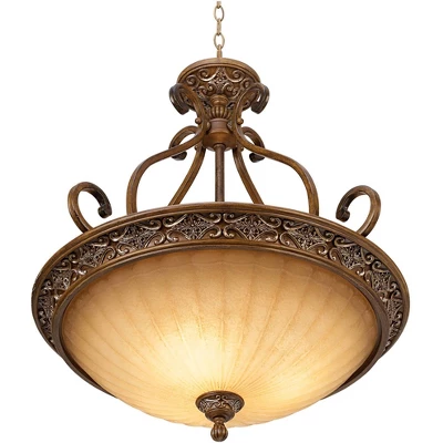 Kathy Ireland Sterling Estate Golden Bronze Pendant Chandelier 26 1/2" Wide Rustic Champagne Bowl Shade 3-Light Fixture For Dining Room Kitchen Island 5 Kathy Ireland Sterling Estate Golden Bronze Pendant Chandelier 26 1/2" Wide Rustic Champagne Bowl Shade 3-Light Fixture For Dining Room Kitchen Island - Image 5