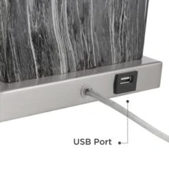 360 Lighting Connie Modern Table Lamps Set Of 2 With White Marble Riser 25" High Black Faux Marble USB Charging Port White Rectangular Shade For Desk 8 360 Lighting Connie Modern Table Lamps Set Of 2 With White Marble Riser 25" High Black Faux Marble USB Charging Port White Rectangular Shade For Desk -Adesso Shop GUEST 71589750 1e2d 47e9 a685 da6f3eb5bf29 1
