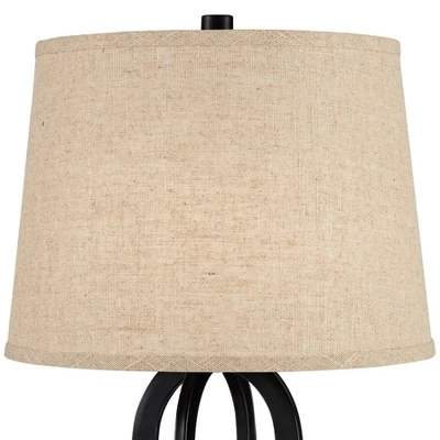 360 Lighting Marcel Industrial Table Lamps 24 1/4" High Set Of 2 Black With USB Port LED Nightlight Burlap Drum Shade For Bedroom Living Room Desk 5 360 Lighting Marcel Industrial Table Lamps 24 1/4" High Set Of 2 Black With USB Port LED Nightlight Burlap Drum Shade For Bedroom Living Room Desk - Image 5