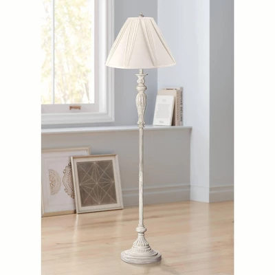 360 Lighting Vintage Chic Floor Lamp 60" Tall Antique White Washed Ivory Pleated Drape Fabric Shade For Living Room Reading Bedroom Office 1 360 Lighting Vintage Chic Floor Lamp 60" Tall Antique White Washed Ivory Pleated Drape Fabric Shade For Living Room Reading Bedroom Office