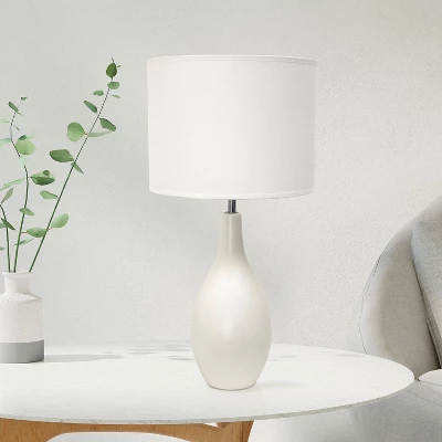 18.11" Traditional Standard Ceramic Dewdrop Table Desk Lamp With Matching Fabric Shade Off-White - Creekwood Home 8 18.11" Traditional Standard Ceramic Dewdrop Table Desk Lamp With Matching Fabric Shade Off-White - Creekwood Home - Image 8
