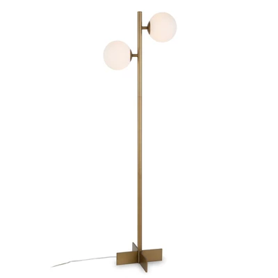 70.5' Floor Lamp With Milk Glass Orb Shade In Gold - Henn&Hart 5 70.5' Floor Lamp With Milk Glass Orb Shade In Gold - Henn&Hart - Image 5