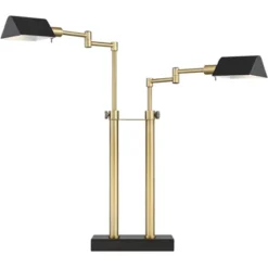 Possini Euro Design Keegan Modern Desk Lamp 24" High Warm Brass With Dual USB Charging Ports LED Adjustable Black Shade For Bedroom Living Room Desk -Adesso Shop GUEST 7251ebab 7e7a 4df5 88fe 68ff889d6594