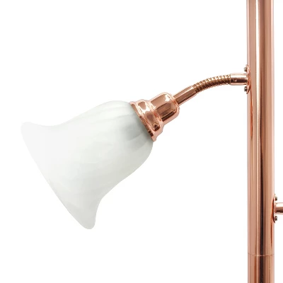 3 Light Floor Lamp With Scalloped Glass Shade Rose Gold - Elegant Designs 2 3 Light Floor Lamp With Scalloped Glass Shade Rose Gold - Elegant Designs - Image 2