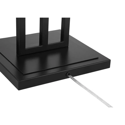 Franklin Iron Works Industrial Floor Lamp 64" Tall Matte Black 3-Light Rectangular Linen White Glass Shades For Living Room House 6 Franklin Iron Works Industrial Floor Lamp 64" Tall Matte Black 3-Light Rectangular Linen White Glass Shades For Living Room House - Image 6