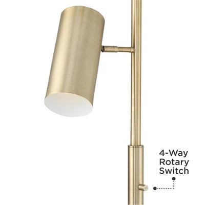 Possini Euro Design Canasta Trac Modern Tree Floor Lamp 67" Tall Satin Brass 3-Light Adjustable Metal Shade For Living Room Reading Bedroom Office 2 Possini Euro Design Canasta Trac Modern Tree Floor Lamp 67" Tall Satin Brass 3-Light Adjustable Metal Shade For Living Room Reading Bedroom Office - Image 2
