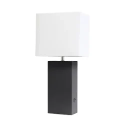 21" Lexington Leather Base Modern Home Decor Bedside Table Lamp With USB Charging Port And Fabric Shade - Lalia Home 30 21" Lexington Leather Base Modern Home Decor Bedside Table Lamp With USB Charging Port And Fabric Shade - Lalia Home -Adesso Shop GUEST 73c87b18 0ec9 4417 abbb 8fa1cd57c96d