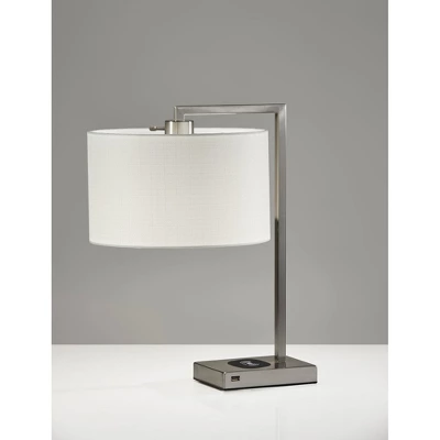 21.25" Austin Adessocharge Table Lamp Medium Silver - Adesso 1 21.25" Austin Adessocharge Table Lamp Medium Silver - Adesso