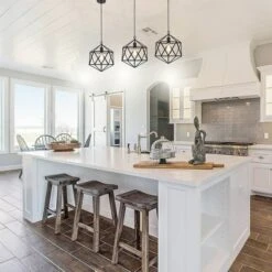 12.5" Metal Geometric Open Cage Mini Pendant Black - Cresswell Lighting