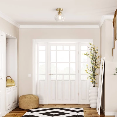 Harrow 1-Light Semi-Flush Mount Ceiling Lighting With Clear Glass Shade - Globe Electric 2 Harrow 1-Light Semi-Flush Mount Ceiling Lighting With Clear Glass Shade - Globe Electric - Image 2