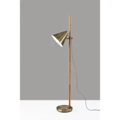 Bryn Floor Lamp Natural Rubberwood Antique Brass - Adesso -Adesso Shop GUEST 7577263c cf12 444f 88d7 08d83fd899b4