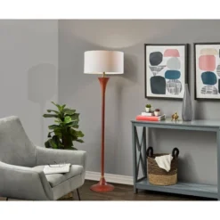 Rebecca Floor Lamp Walnut Rubberwood With Antique Brass Accent - Adesso