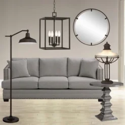 360 Lighting Kayne Rustic Farmhouse Floor Lamp Standing 61" Tall Satin Bronze Metal Downbridge Shade For Living Room Reading Bedroom Office House Home -Adesso Shop GUEST 75f4bcbe 1827 4a9a 8971 3884af0b1284