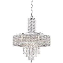 Vienna Full Spectrum Crystal Cascade Chrome Chandelier 19 1/2" Wide Modern 9-Light LED Fixture For Dining Room House Kitchen Island Entryway Bedroom -Adesso Shop GUEST 7642d1d1 4217 459d b639 cc52573f9143