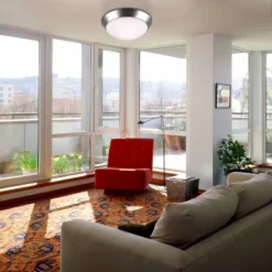 360 Lighting Modern Ceiling Light Flush Mount Fixture 13" Wide Brushed Nickel 2-Light Frosted Glass Dome Shade For Bedroom Kitchen Living Room Hallway -Adesso Shop GUEST 7642ea5e 7e6f 4ebe a62c 10b631419d65