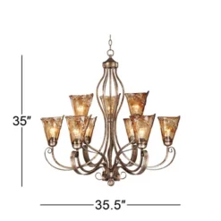 Franklin Iron Works Amber Scroll Golden Bronze Large Chandelier 35 1/2" Wide Rustic Art Glass 9-Light Fixture For Dining Room House Kitchen Island 8 Franklin Iron Works Amber Scroll Golden Bronze Large Chandelier 35 1/2" Wide Rustic Art Glass 9-Light Fixture For Dining Room House Kitchen Island -Adesso Shop GUEST 76c808b7 e002 4e29 bb7f f39c676b4866