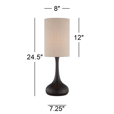 360 Lighting Modern Table Lamp 24.5" High Espresso Bronze Metal Droplet Linen Cylinder Shade For Living Room Family Bedroom Bedside Office 3 360 Lighting Modern Table Lamp 24.5" High Espresso Bronze Metal Droplet Linen Cylinder Shade For Living Room Family Bedroom Bedside Office - Image 3