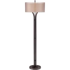 Franklin Iron Works Tristan Modern Floor Lamp 64" Tall Deep Bronze Metal Sheer Outer Linen Inner Double Drum Shade For Living Room Bedroom Office Home 12 Franklin Iron Works Tristan Modern Floor Lamp 64" Tall Deep Bronze Metal Sheer Outer Linen Inner Double Drum Shade For Living Room Bedroom Office Home -Adesso Shop GUEST 78660775 c64c 409a 8240 197f96082581