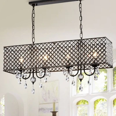 36.61" X 8.66" X 56.30" 4-Light Aruna Chandelier Black - Warehouse Of Tiffany 1 36.61" X 8.66" X 56.30" 4-Light Aruna Chandelier Black - Warehouse Of Tiffany
