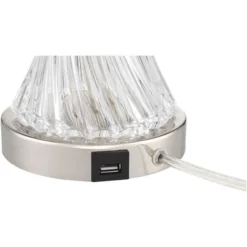 Regency Hill Luca Modern Table Lamps 25 1/2" High Set Of 2 Clear Glass With USB Charging Ports Dimmers White Fabric Drum Shade For Bedroom House Desk -Adesso Shop GUEST 798cf970 bda5 457a a52a 1cad493ac225