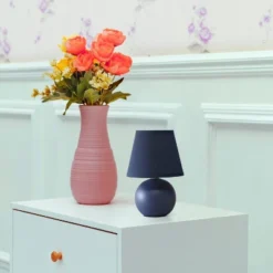 8.66" Petite Ceramic Orb Base Bedside Table Desk Lamp With Matching Tapered Drum Fabric Shade Blue - Creekwood Home 13 8.66" Petite Ceramic Orb Base Bedside Table Desk Lamp With Matching Tapered Drum Fabric Shade Blue - Creekwood Home -Adesso Shop GUEST 79bfa767 48e7 42f7 b46f e9b74e433281