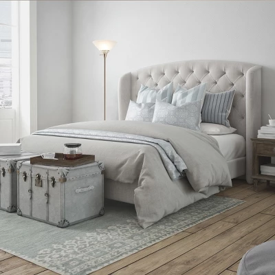 Hastings Home Torchiere Floor Lamp With Marbleized Glass Shade And LED Bulb - Brushed Silver 4 Hastings Home Torchiere Floor Lamp With Marbleized Glass Shade And LED Bulb - Brushed Silver - Image 4