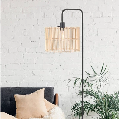 58" Barden Matte Black Floor Lamp With Bamboo Shade - Globe Electric 6 58" Barden Matte Black Floor Lamp With Bamboo Shade - Globe Electric - Image 6