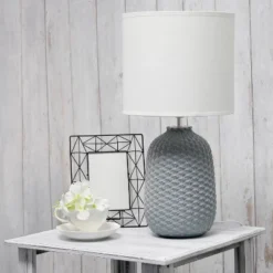 20.4" Traditional Ceramic Purled Texture Bedside Table Desk Lamp With White Fabric Drum Shade Gray - Simple Designs 15 20.4" Traditional Ceramic Purled Texture Bedside Table Desk Lamp With White Fabric Drum Shade Gray - Simple Designs -Adesso Shop GUEST 7a9dd3ee 2867 4765 af2e 9f737082be84